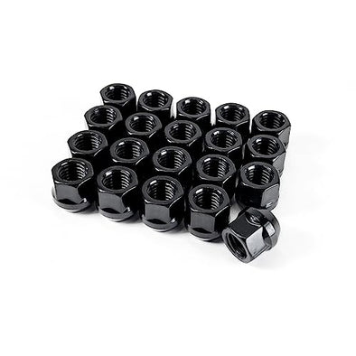 Customadeonly 20 Pieces Open End Bulge Acorn Wheel Lug Nuts 7/16" Studs Hex 19mm Black Finish Steel Conical Cone Seat