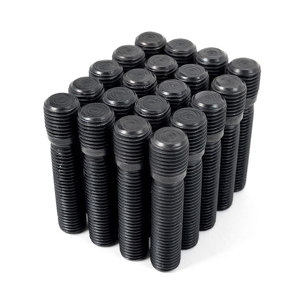 Customadeonly 20 Pieces Stud Conversion 14x1.5 to 12x1.5 Thread Black Plated Carbon Steel 61mm Length (44mm Shank) Compatible for Porsche Audi VW