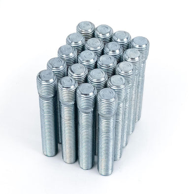 20pcs Silver Stud Conversion Kit – M12x1.5 to M12x1.5, 61mm Total Length, 44mm Shank – Fits BMW Vehicles Using 12x1.5 Thread – Allows Use of Lug Nuts Instead of Bolts
