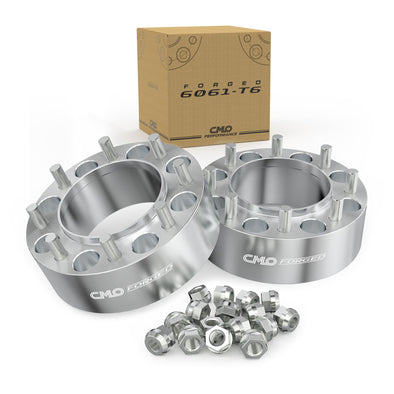 Customadeonly 8x6.5 (8x165.1) Wheel Spacers 2.5 Inch – 2pcs Front Hub Spacers with 117mm Bore, M14x1.5 Studs – Fits Silverado Sierra 2500 – Forged Aluminum – Not for Dually Trucks