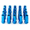 20 Pieces 1.89" 48mm Open End Extended Tuner Steel Blue Lug Nuts Key Thread Studs 12x1.5mm Hex 17 Conical Cone Seat